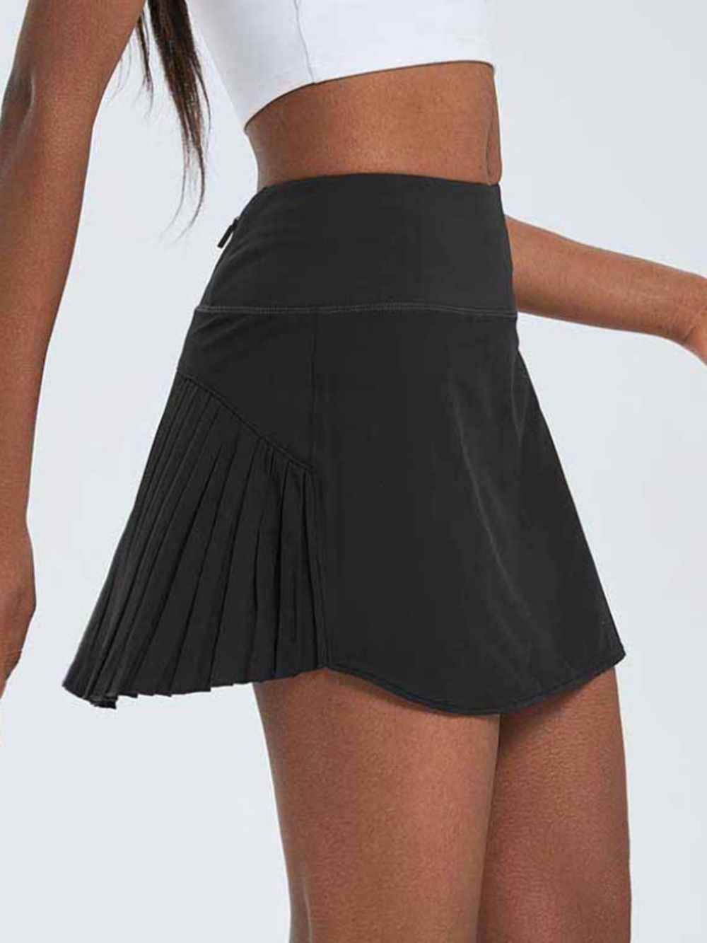 BALEAF Black Pleated Tennis Running Skort Zipper Pocket Inner Shorts Medium M